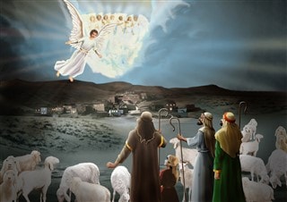 Angels bring glad tidings to the shepherds